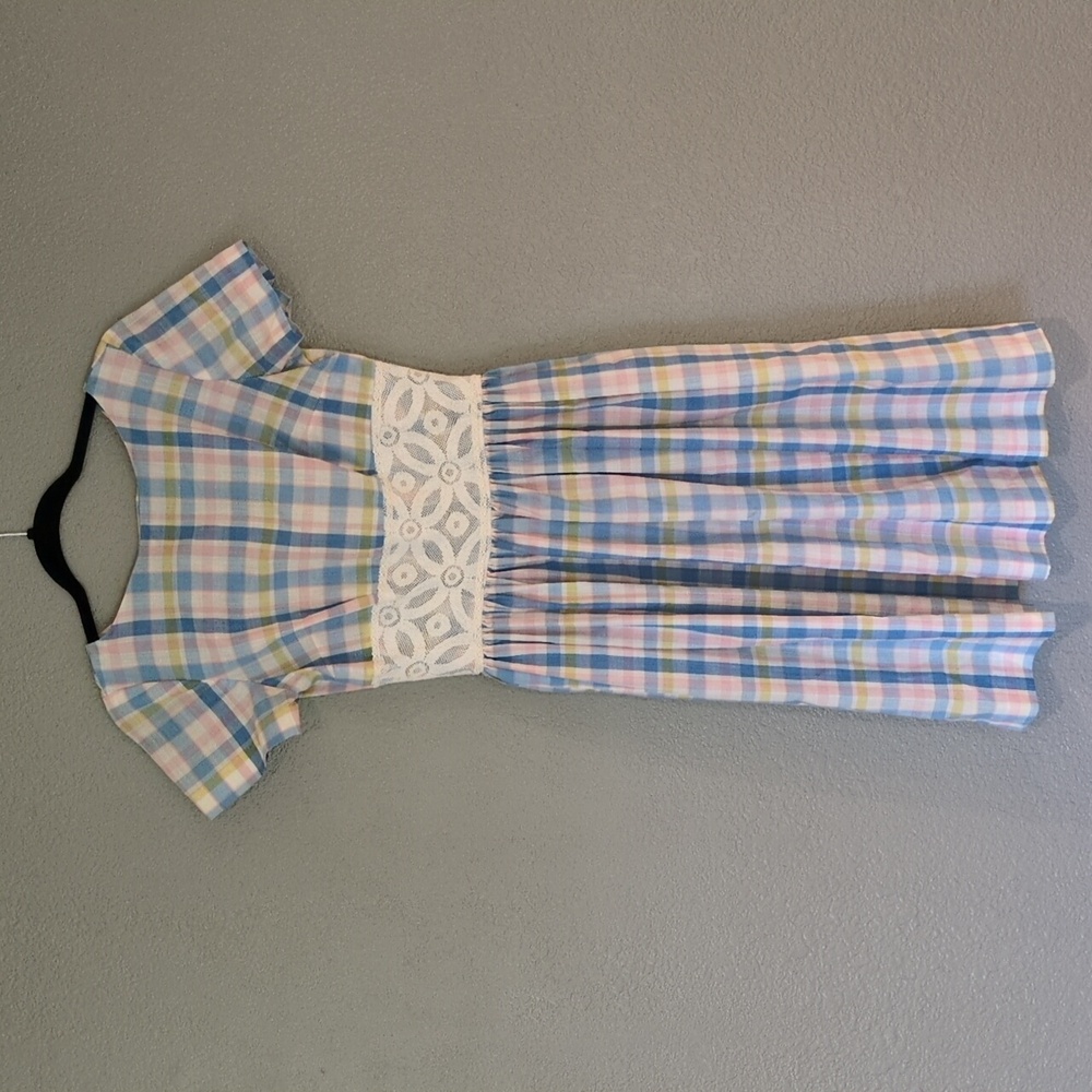 1960s Plaid Dress with Lace Detail